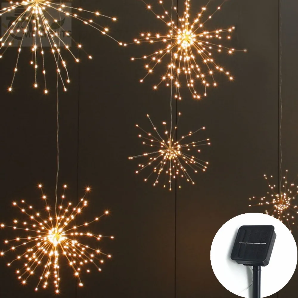 Firework String Solar Lamp Xmas Wedding Party Decor LED Fairy Strip Light 8 Mode