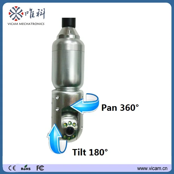 50mm pan tilt rotation camera head used for sewer drain pipe water well inspection camera