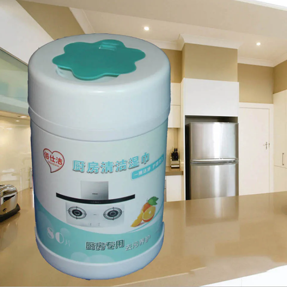 

Disposable Cleaning Cloth For Kitchenware Lampblack Machine Desk Cleaner Wipes 80pcs Barreled To Deoiling Wet Wipes Accessories