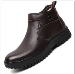Мужская обувь для отдыха в английском стиле; большие размеры; зимняя теплая обувь с хлопчатобумажными стельками; зимние ботинки из коровьей кожи с толстым мехом; цвет черный, коричневый; sapato - Цвет: picture color