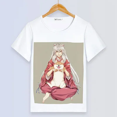 Inuyasha, футболка, аниме, кикио, футболка, женская футболка, Higurashi Kagome Sesshoumaru, косплей, короткий рукав, топы, мужские футболки - Цвет: 020