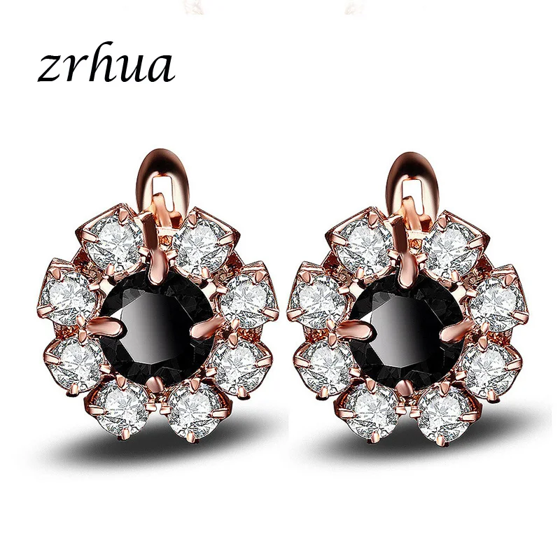 

ZRHUA Hot Party Earrings Fashion Trendy Round Hoop Earrings Circle Elegant Simple Pierced Gold Color Brincos Zirconia Jewelry