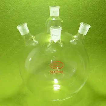 

Plat Bottom Flask,5000ml(5L) ,4 Neck,24/29 Joint,very Heavy Wall,lab Flask