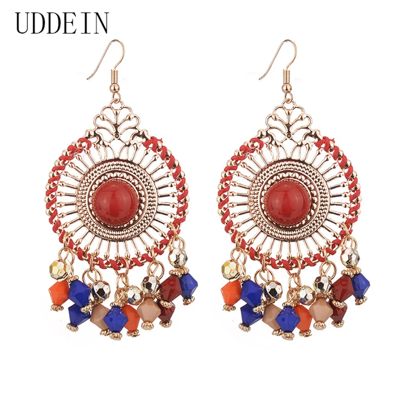 

UDDEIN Ethnic customs earring bib beads jewelry acrylic tassel pendant statement dangle earring for women drop shipping bohemian