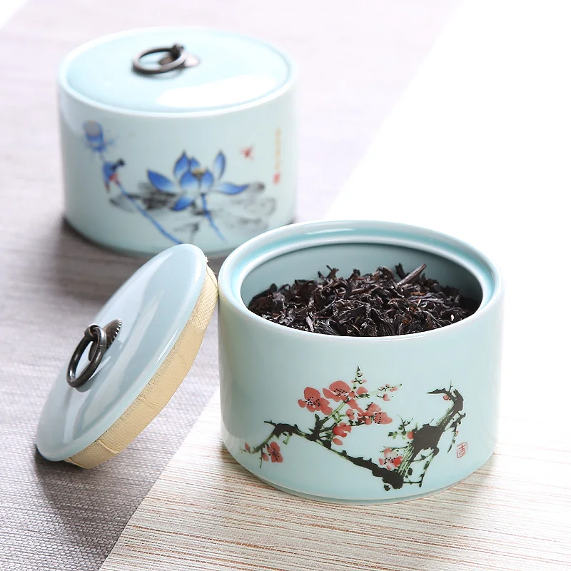 

Tea Jars Caddy For Pu'er Tea Canister Storage Chest Pottery Tea Box Kitchen Dried Fruit Coffee Storage Box Sugar Bowl Boxing