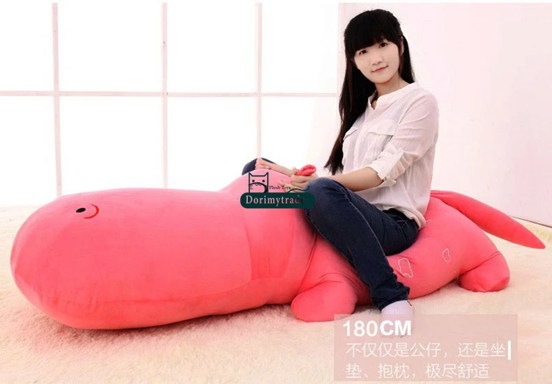 Dorimytrader Hot Biggest 180cm Cute Soft Animal Hippo Plush Toy 71'' Huge Stuffed Cartoon Hippos Pillow Doll Baby Present DY61502 (19)