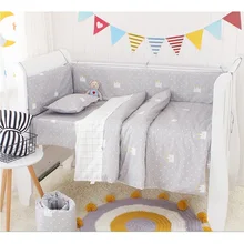 5 шт./компл. Разноцветные детские постельные принадлежности для кроватки, комплект для мальчиков и девочек, Комплект постельного белья из хлопка, включая защитные борты, простынь