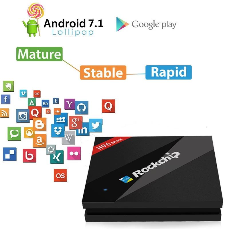 H96 MAX Best Rockchip RK3399 Android 7.1 TV Box 4GB RAM 32GB ROM 6 Core 2.4/5Ghz Wifi H.265 Smart BT4.0 set top box Media playe