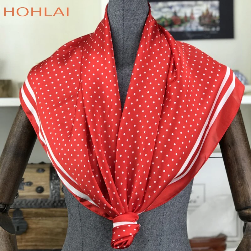  90CM Women Scarf Silk Feeling Hair Neck Scarves Square Brand Office Printing Hotel Waiter Flight At