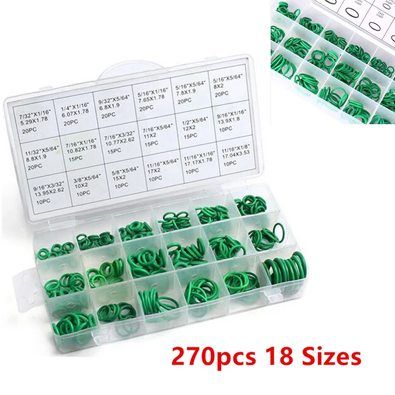 

Rubber 270pcs Set Car Air Conditioning Refrigerant A/C Trim Repair O-Ring Seal