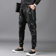 Новинка мужская одежда GD стилист волос Мода Досуг локомотив панк кожа шаровары брюки плюс размер костюмы