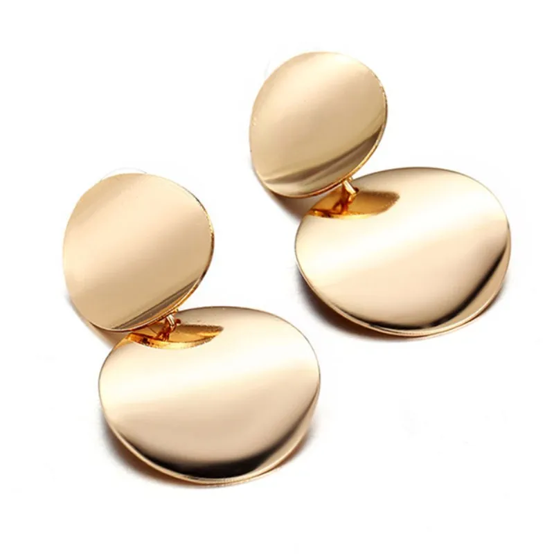 Punk-Style-New-Gold-Color-Double-Coin-Dangle-Earrings-for-Women-Metal-Round-Disc-Earrings-Minimalist