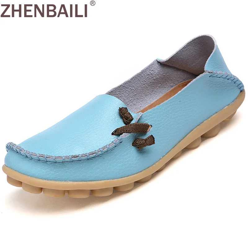 

Size 34 -44 Genuine Leather Women Shoes 2017 Fashion Lace up Casual Flat Shoes Peas Non-Slip Outdoor Shoes 16 Colors
