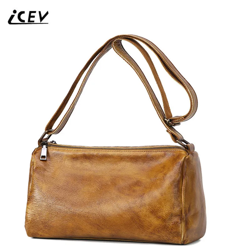 ICEV New Fashion Simple Vintage 100% Genuine Leather Handbags Crossbody Bags for Women Messenger Bags Handbag Women Famous Brand цена ICEV New Fashion Simple Vintage 100% Genuine Leather Handbags Crossbody Bags for Women Messenger Bags Handbag Women Famous Brand цены онлайн