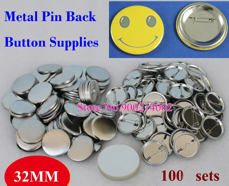 

1-1/4" 32mm 100 Sets NEW Professional All Steel Badge Button Maker Pin Back Metal Pinback Button School Supply Material DIY Gift