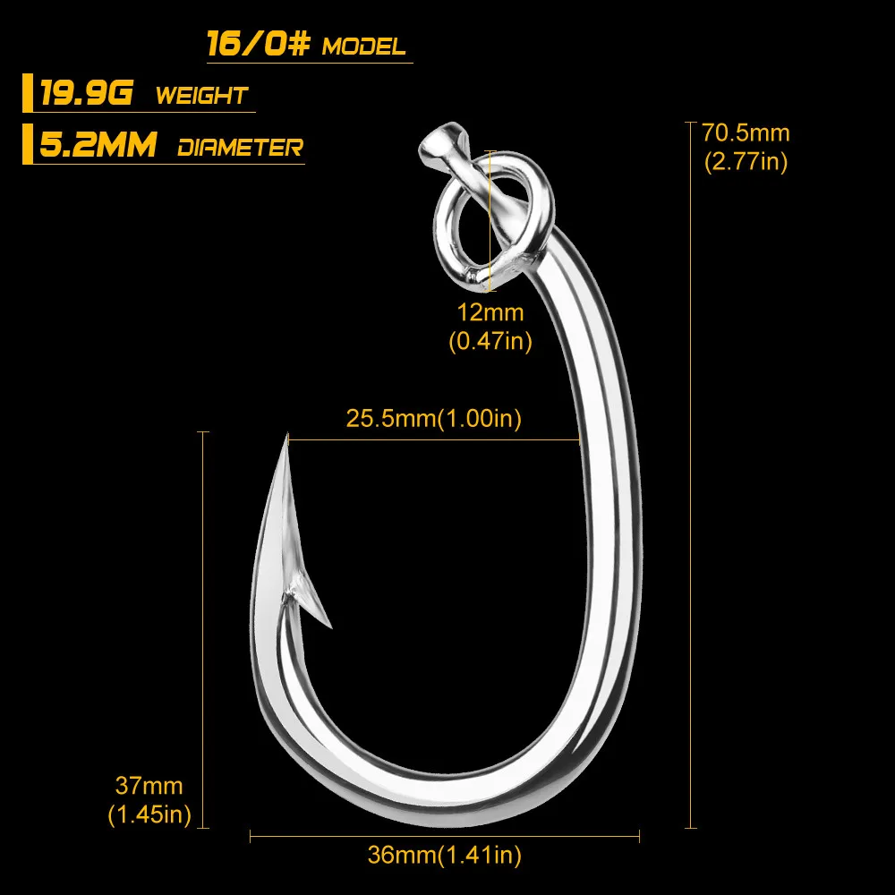 1 шт. брендовый рыболовный крючок для тунца 10/0#-16/0# Модель рыболовный крючок из нержавеющей стали Сделано в Тайване - Цвет: 16