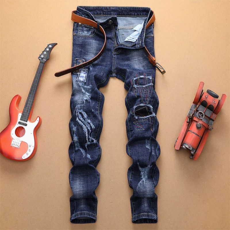 

Skinny Jeans Men Real Time-limited Medium 2019 Brand Color Soft Denim Pants Stretch Straight Slim Fit Quality Homme Patchwork