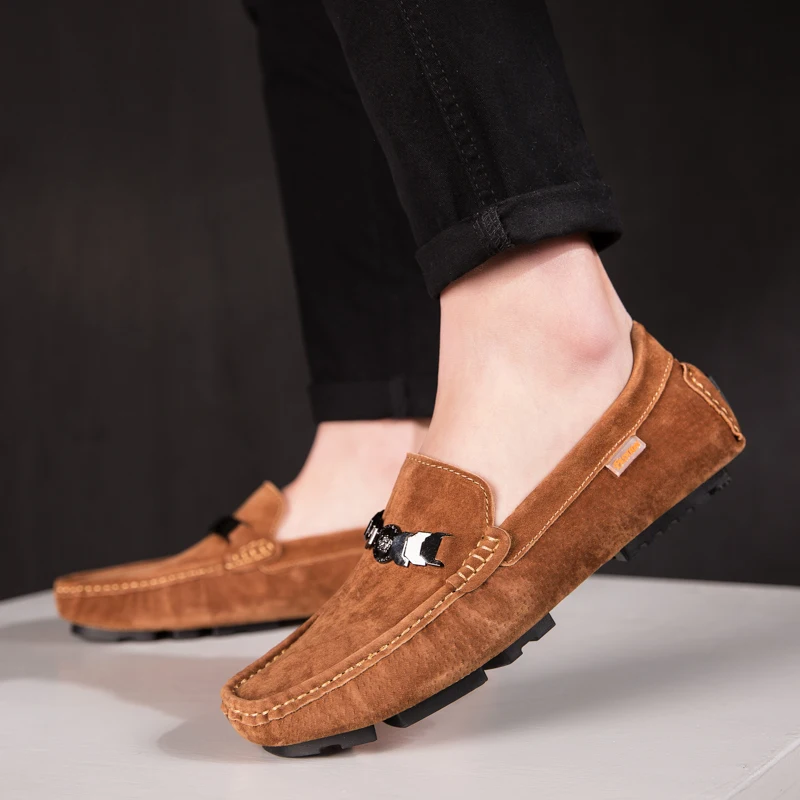 

Male Casual Shoes Slip On Shoes Pig Suede Sneakers Men Luxury Italy Drive Shoes Fashion Mens Casual Shoes Khaki Man Loafers