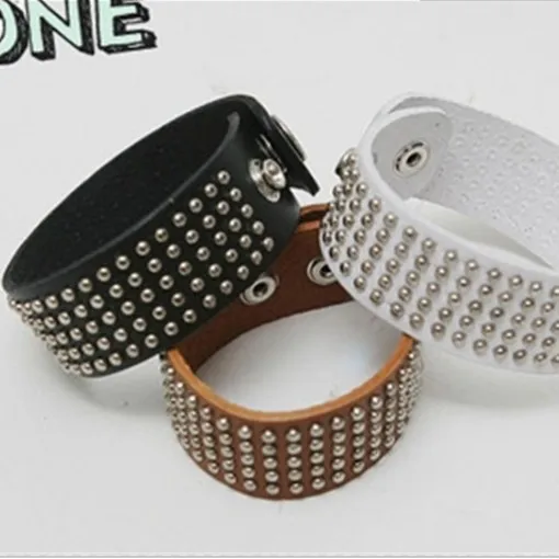 Модные широкие браслеты унисекс в стиле панк с металлическими заклепками для женщин и мужчин, ювелирные аксессуары, ретро повседневный Браслет-манжета