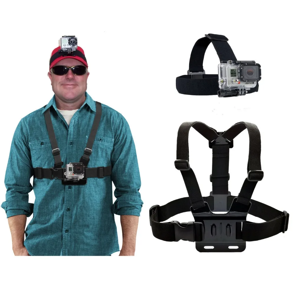 AKASO Elastic Adjustable Head Strap Mount Belt and Chest Belt Mount Kit