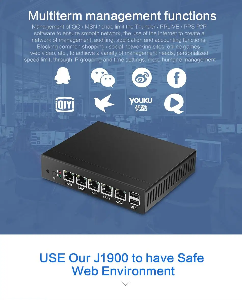 intel celeron J1900 Мини ПК windows 10 Четырехъядерный 4* гигабитный Ethernet LAN Мини компьютер pfsense брандмауэр маршрутизатор barebone ПК