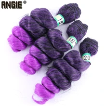 Черные до фиолетовые ломбер свободные волнистые пряди волос 16-20 дюймов, 210 г, синтетические волосы для наращивания, волнистые волосы