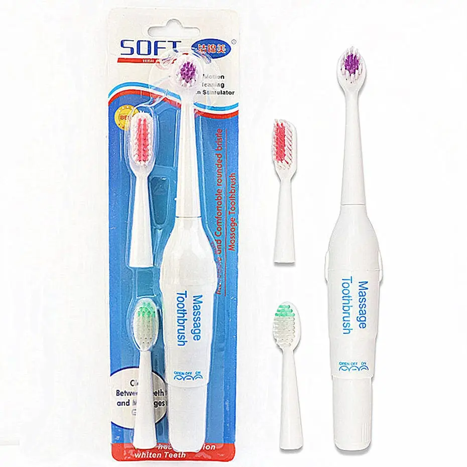 1 Set Electric Toothbrush With 2 Brush Heads Battery Operated Oral Hygiene Battery Teeth Brush For Adult Children