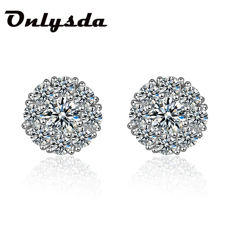 

Onlysda Stud Round Earrings for Women Female 2018 Boucle d'oreille Crystal Earring 925Silver Statement Wedding Jewelry SC107