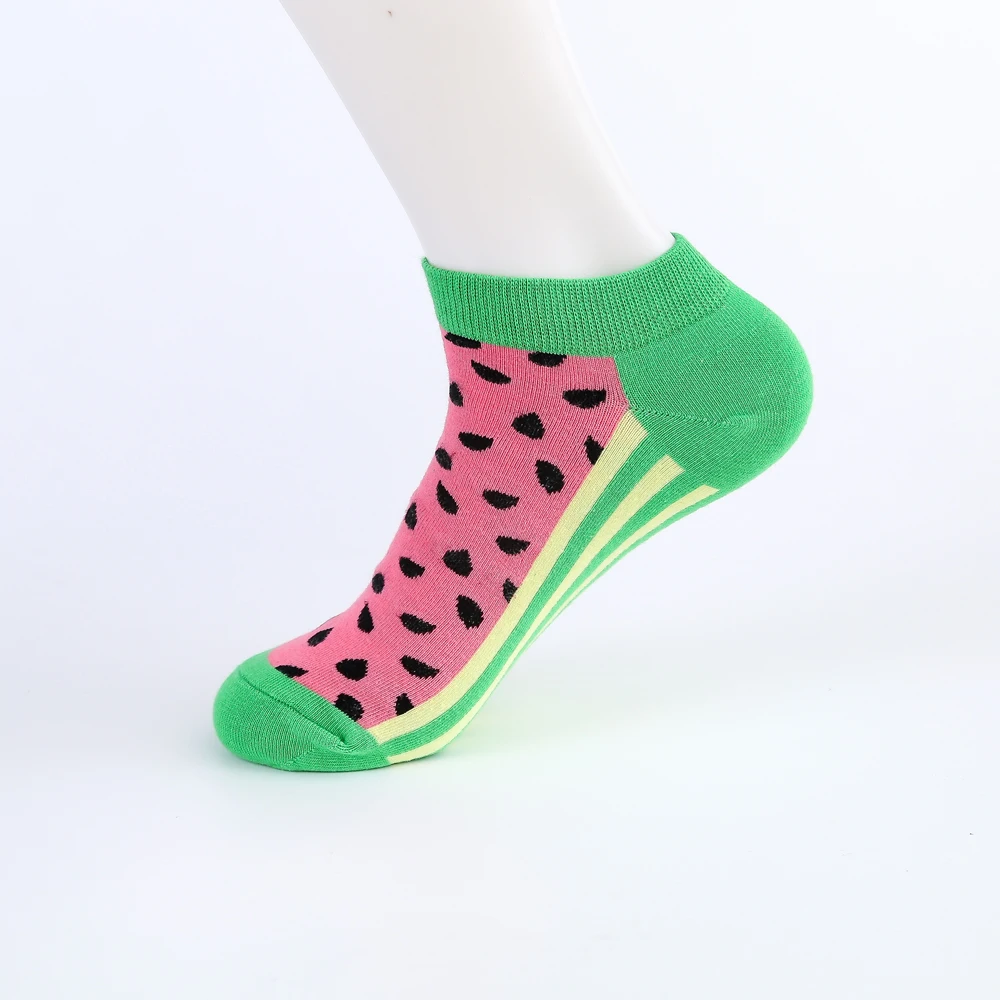 Jhouson/Новое поступление, мужские носки из чесаного хлопка, повседневные Летние Носки с рисунком арбуза, кукурузы, цветные Повседневные носки-следки