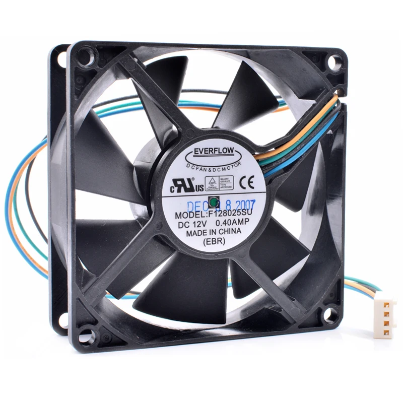 العلامة التجارية الجديدة الأصلي F128025SU 8 سنتيمتر 8025 80 مللي متر مروحة 12 V 0.40A 4 خطوط pwm الهيكل CPU كبيرة الهواء حجم التبريد مروحة