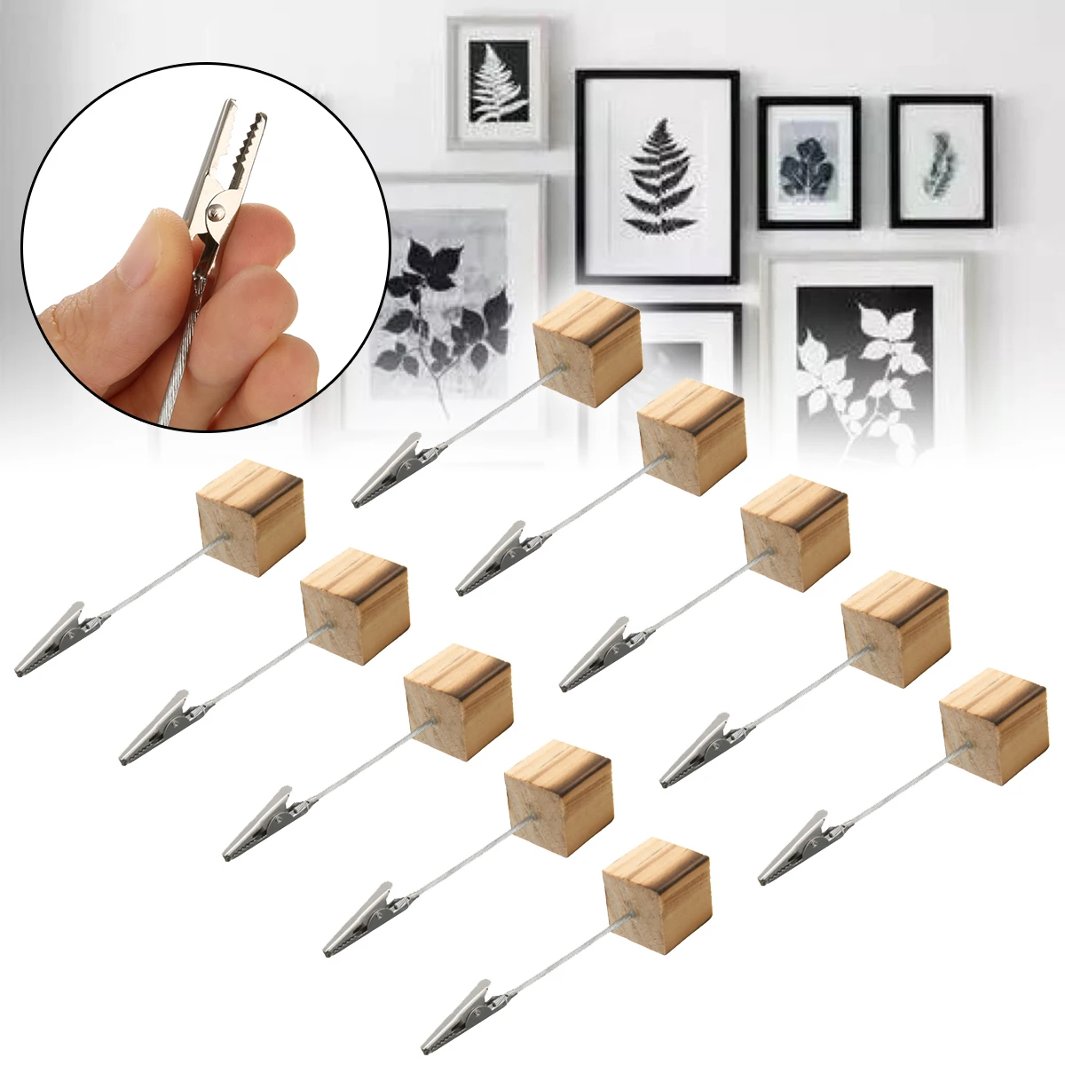 

10pcs New Metal Wood Stand with Clip Party Wedding Wooden Photo Clips Picture Card Holder On Table Stand Decoration