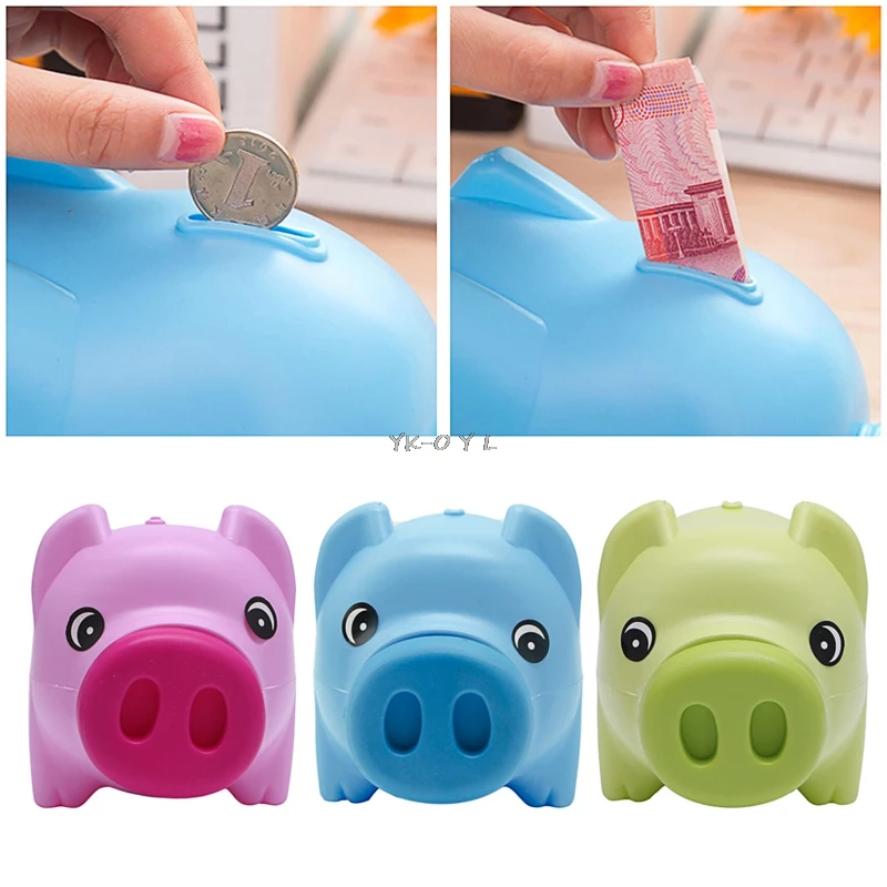  Nice 1 pc Plastic large piggy bank Coin Cash Collectible facebank face saving bank 3 Colors cash bo