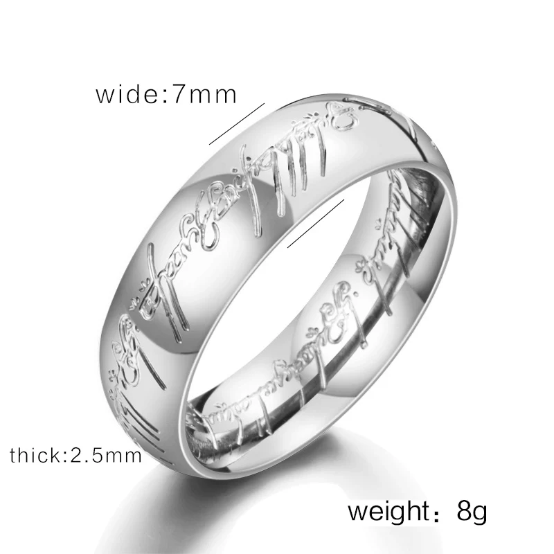 BEIER High Quality Gold Color Hobbit Gift Midi Ring Stainless Steel One Ring Of Power jewelry Ring Women and Men LR-R059 - Main Stone Color: white  colour