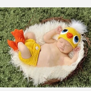 

Cute Baby Hat Cotton Knitted Newborn Beanies Shorts Set 2/3 Pieces Lovely Duck Caps For Girls Boys New Arrival Photography Props