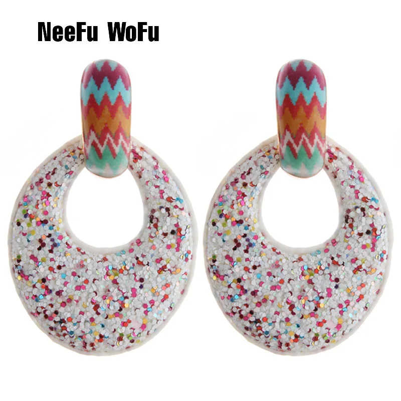 

NeeFu WoFu Flash Leather Earrings Alloy Drip Large Long Water Drop Big Earrings Woman Band Brinco Ear Oorbellen Christmas Gift