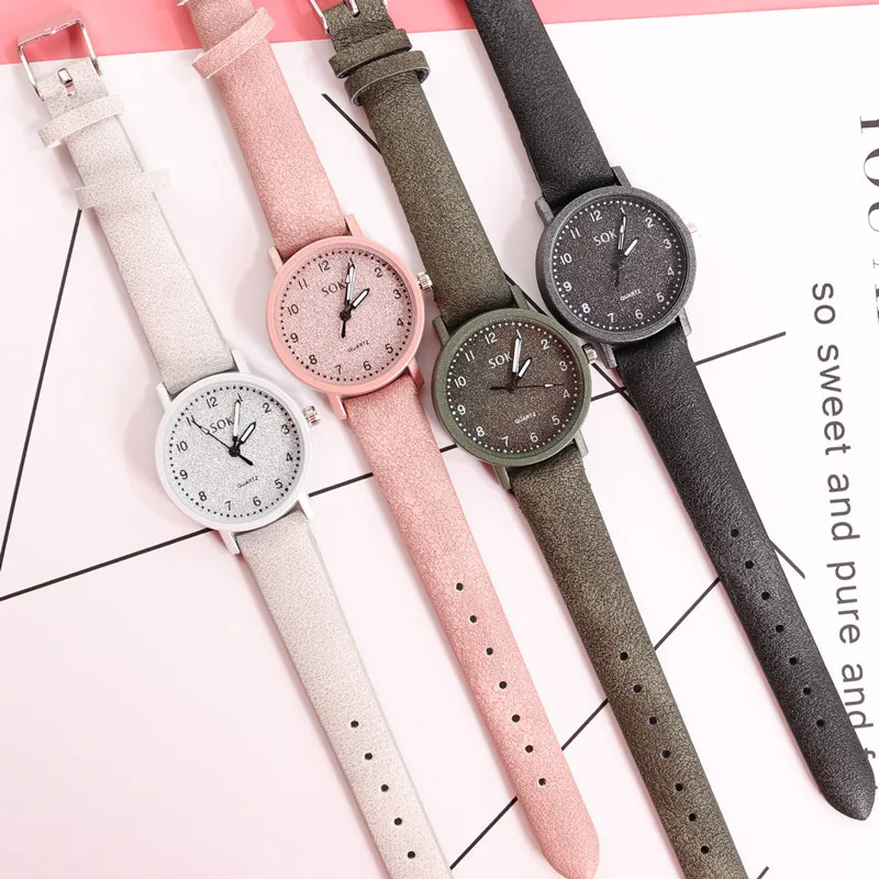 

Simple Digital Scale Artistic Vintage College Wen Belt Fashion Female Watch Students Leisure Watch