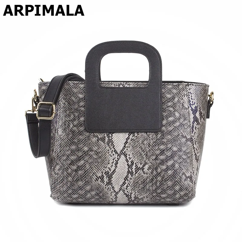 

ARPIMALA Snake Print Leather Handbags Women Messenger Bag High Quality Ladies Hand Bag Designer Female Work Tote Bag