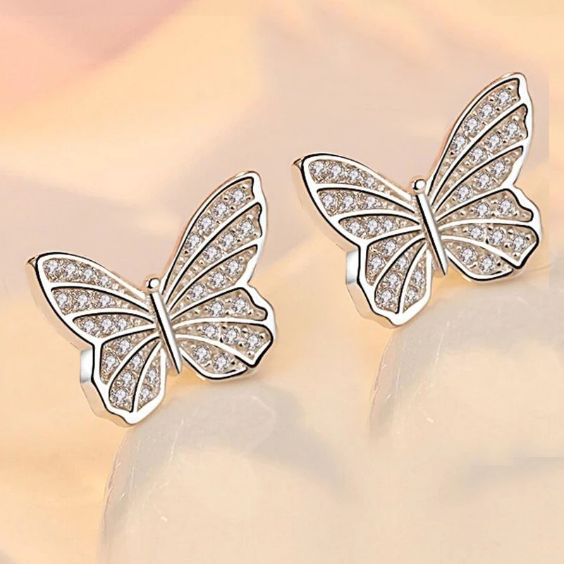 

Romantic Butterfly Cubic Zircon Earrings For Girls Women's Favorite Fashion Jewelry Zircon Earrings