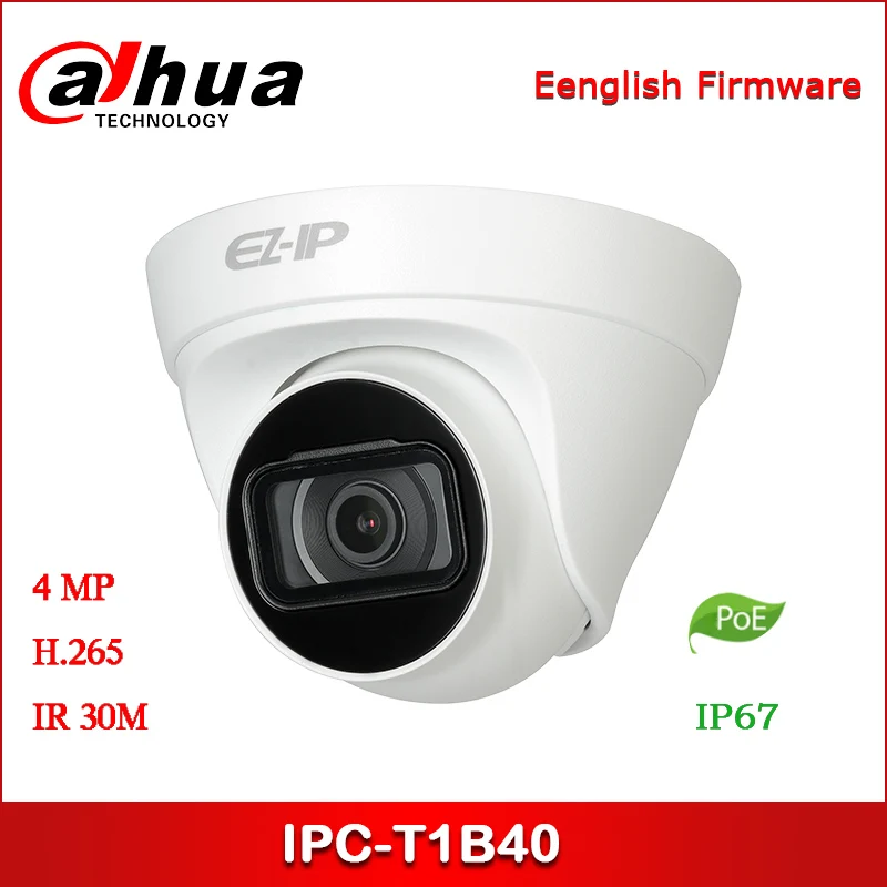 Dahua IP камера IPC T1B40 4MP 2 8 мм 3 6 с фиксированным объективом IR Turret сетевая POE