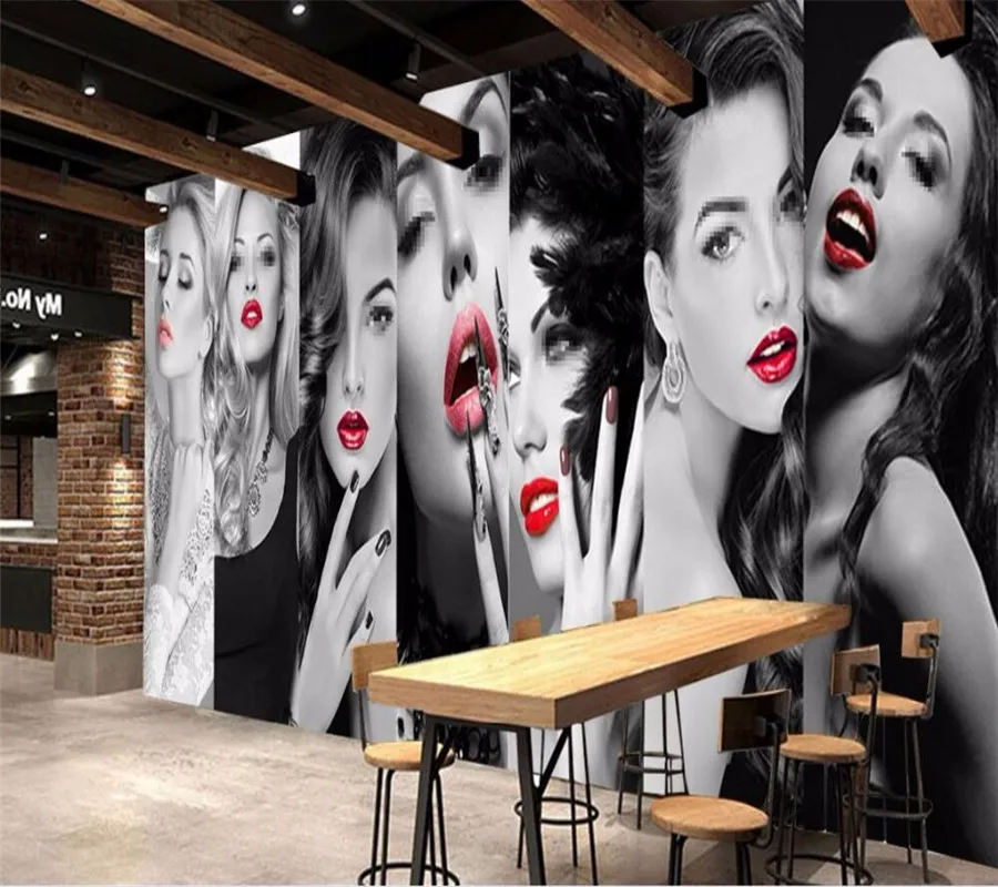 Creative personality clothing beauty salon background wall professional production mural wholesale wallpaper custom photo wall Creative personality clothing beauty salon background wall professional production mural wholesale wallpaper custom photo wall
