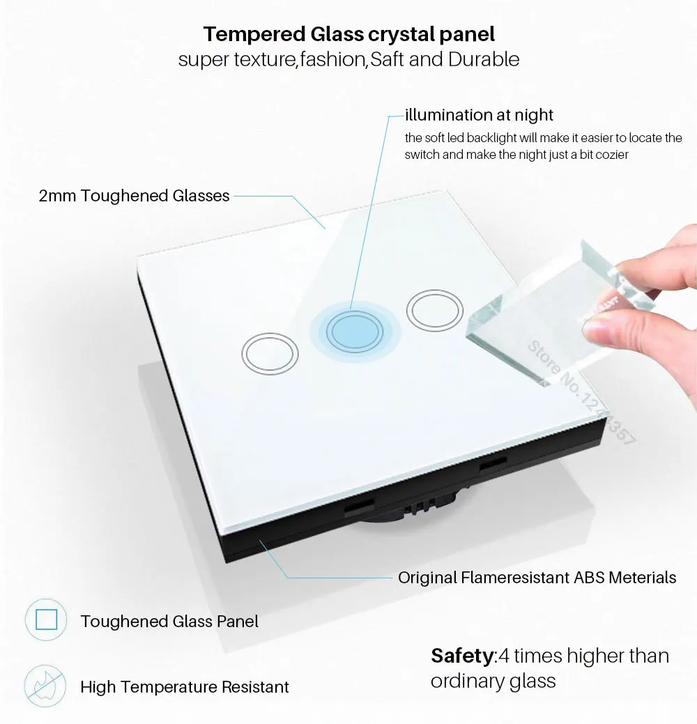 EUUK Standard smart remote control Wall Touch Screen Switch (10)