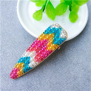 Free shipping korea style Neon color bead hairpins lovely women's hair accessories ins girl's rainbow Duckbill clip hairclips - Цвет: 14