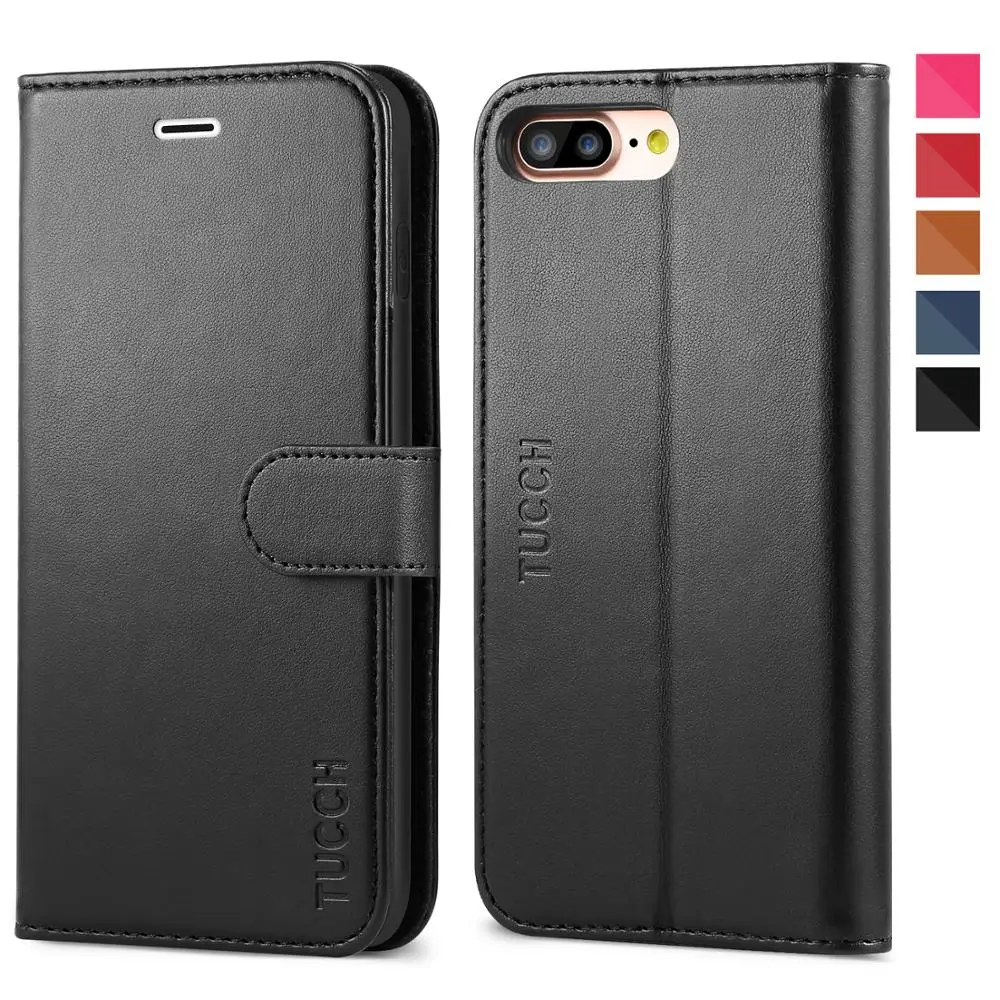

TUCCH Wallet Case for iPhone 7 Plus/8 Plus with Magnetized Closure Card Slots Money Pouch Purse Cover Flip Book TPU Interior