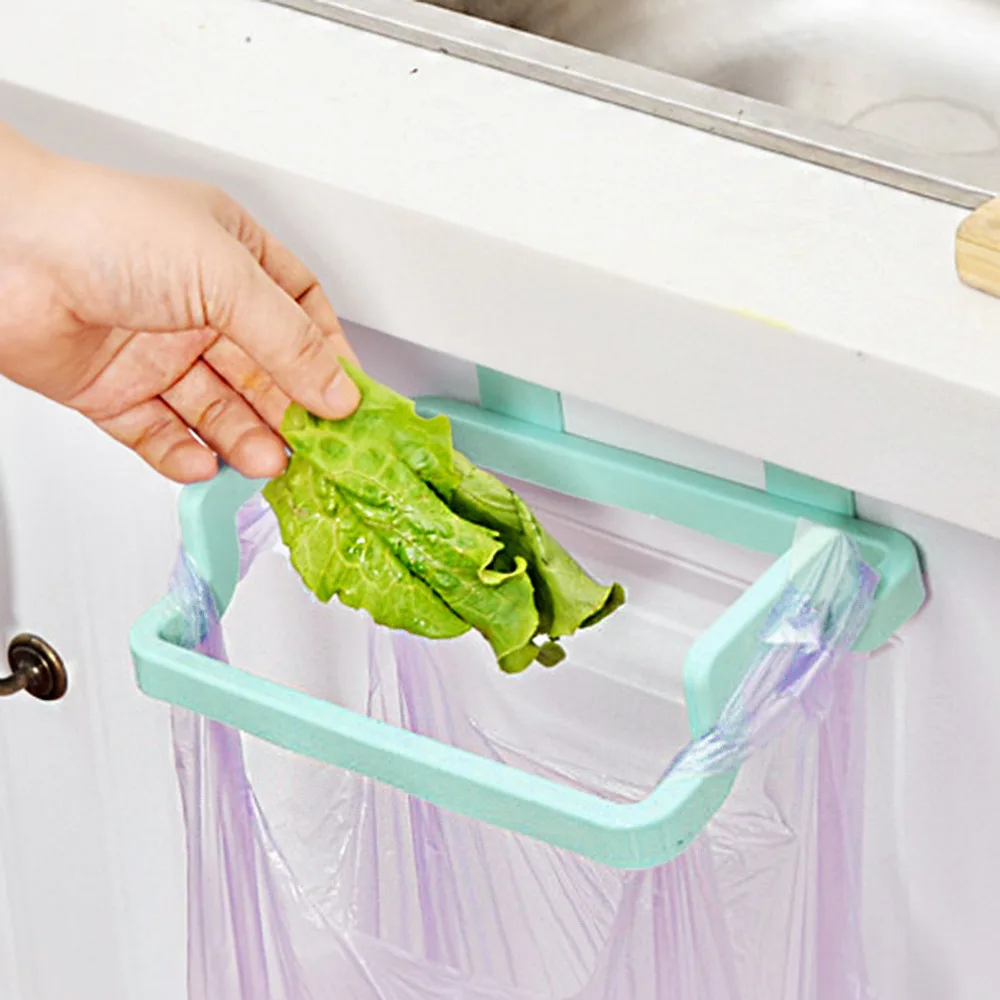 

2018 Newest Portable Garbage Bag Holder Hanging Kitchen Door Back Type Clip Stand Household Cabinet Cupboard Washcloth Hanger