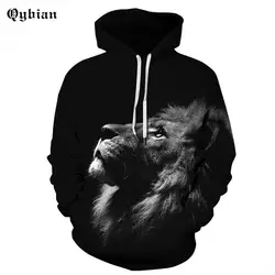 Qybian 3D Лев глядя на небо priented толстовки уличная толстовка мужская толстовки хип-хоп футболка свитер с капюшоном