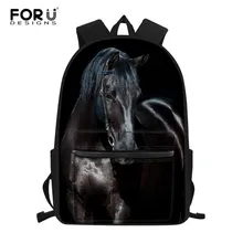 FORUDESIGNS/комплект школьных сумок с черной лошадью для мальчиков и девочек-подростков, милый школьный рюкзак для детей, школьный рюкзак для детей, подарок Mochila