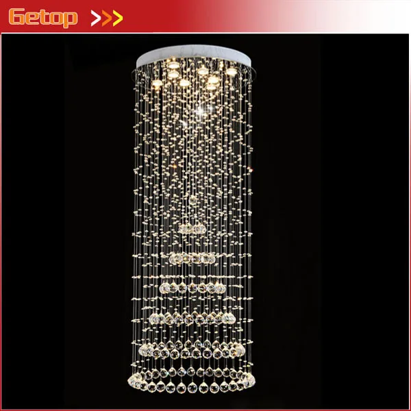 

Best Price Modern Duplex Villa Living Room K9 Crystal Chandelier Stair Lamp Luxury Long Droplight Engineering Lamps Hotel Club
