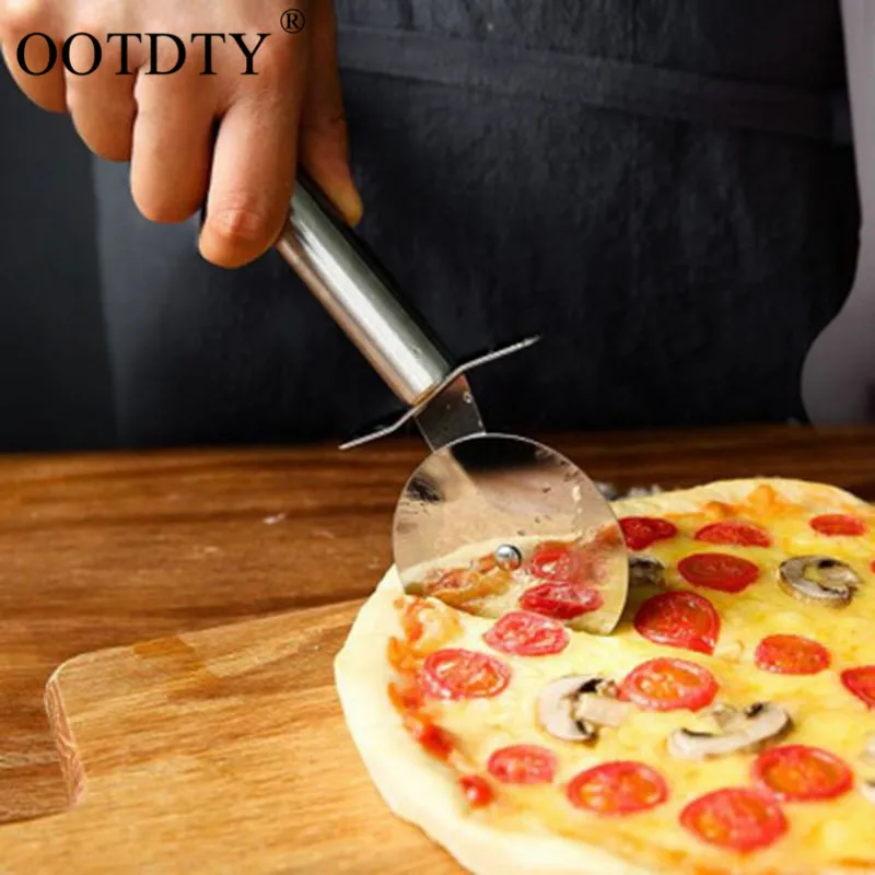 1 Pc Stainless Steel Pizza Cutters Wheels Pizza Knife Cutters Cake Bread Pies Round Knife Cutter
