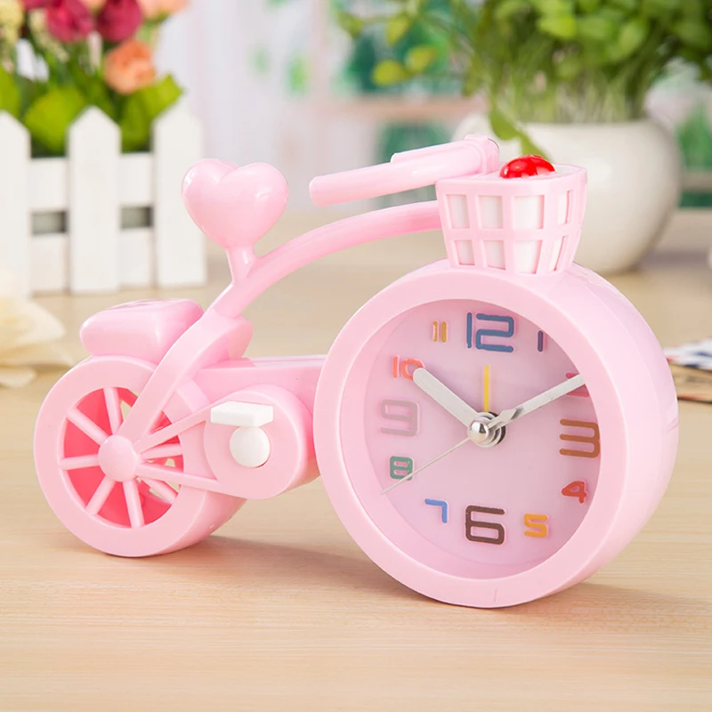 Cartoon Alarm Clock 3 colors Colorful Bike Shape Cute Girls Gifts for