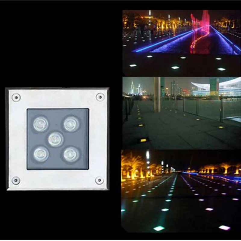 10 шт. LED подземный свет теплый белый 5 Вт квадратный точечный прожектор для сада